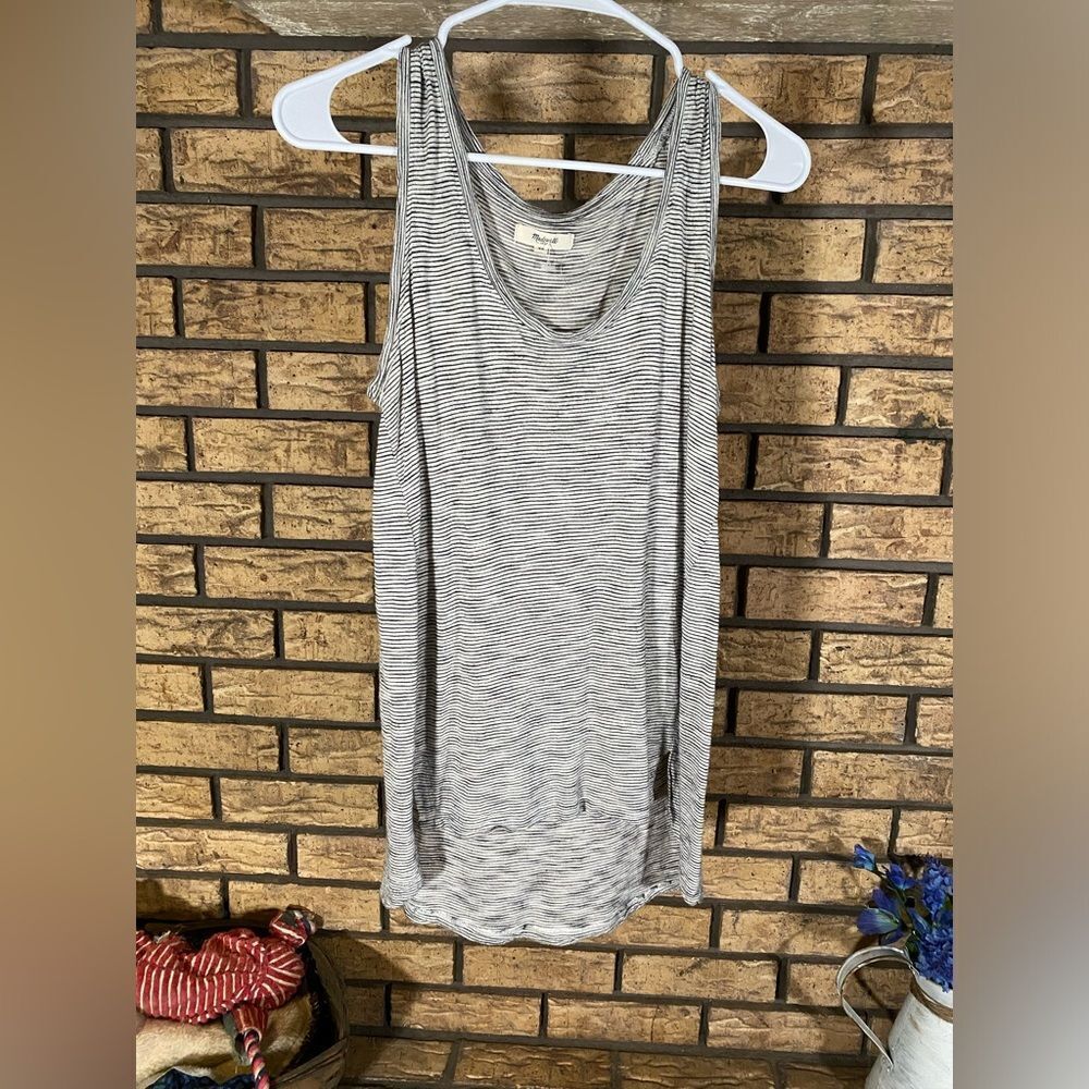 Madewell black and white striped tank top‎